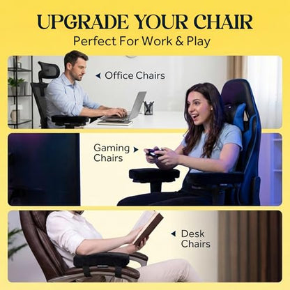 Thick Armrest Pads - Memory Foam Office Chair Arm Pads - Arm Rest for Desk Chair & Gaming Chair Armrest Pads - Chair Arm Covers - Elbow Support