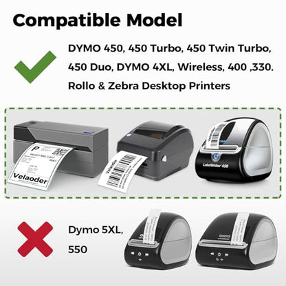 24 Rolls Thermal Address Labels Compatible for Dymo 30252 (1 1/8" x 3 1/2") | 8400 Pcs White Multipurpose Labels Perforated Fits for Labelwriter 450, 450 Turbo, 4XL Printers (NOT for 550, 5XL) - size: 1 1/8” x 3 1/2” - 30252