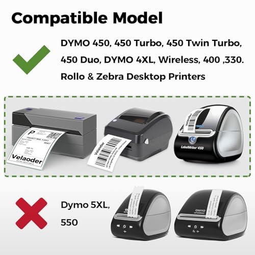 12 Rolls Thermal Address Labels Compatible for Dymo 30336 (1" x 2 1/8") | 6000 Pcs White Multipurpose Labels for Labelwriter 450, 450 Turbo, 4XL Printers (NOT for 550, 5XL) - size: 1” x 2 1/8” - 30336