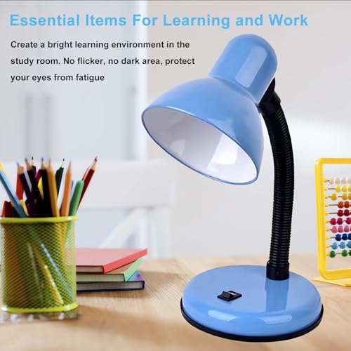 Desk Lamp with LED Bulb, (Blue) Flexible Gooseneck with Table lamp 6000K Metal Desk Lamp with Flexible Hose Neck for Office Living Room Bedroom Bedside Table, College Dorm