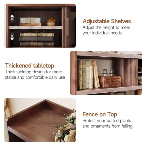 ONBRILL 44" Sideboard Buffet Cabinet with Outlet & Sliding Door, Wlanut - color: Wlanut, size: 44"