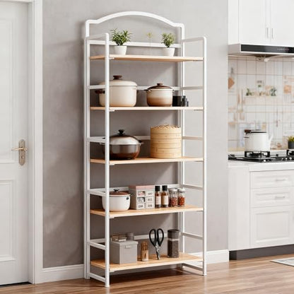 JSB 5 Tier No Assembly Folding Bookshelf, Arched Bookshelf, Foldable Bookcase for Living Room, Bedroom, Office,Skinny Bookshelf (White) - color: White, size: 5-Tier