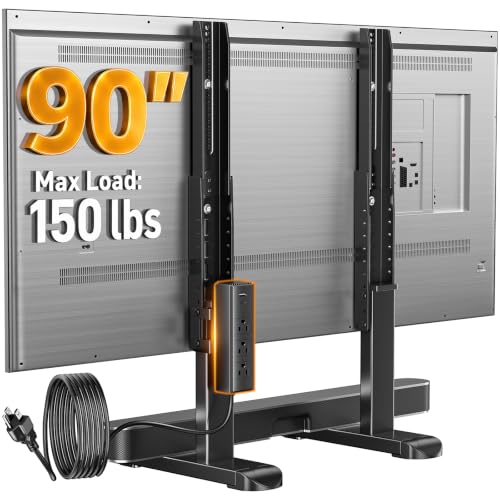 Perlegear Universal TV Stand Legs with Power Outlet for 38–90 Inch TVs - size: 38-90 inch