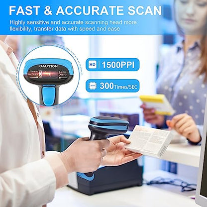 Barcode Scanner Wireless 1D Laser Barcode Reader with Stand | 2 in 1 Wired Connection & 2.4G Wireless Plug&Play Bar Code Reader Scanners - size: 1D-652WL-Wireless