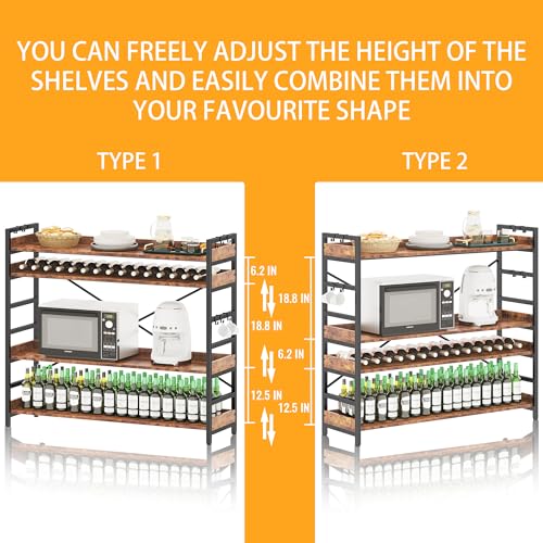 HCHQHS 4 Tier Bookshelf, Adjustable Industrial Bookcase, Vertical Tall Book Shelf, Wood and Black Metal Open Bookshelves for Home Office, Living Room, Bedroom - color: Rustic Brown, size: 4-Tier (47"W x 44"H)