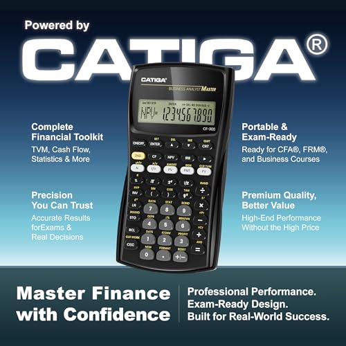 CATIGA Financial Calculator Business Analyst Master, TVM, IRR, NPV, Cash Flow, Amortization & Break-Even, Perfect for Real Estate, Banking, Accounting & Finance Professionals, 10-Digit LCD, CF-300