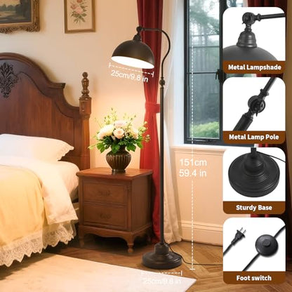 Bright Reading Floor Lamp with Remote and Bluetooth Dimming - color: Black Remote Dimming
