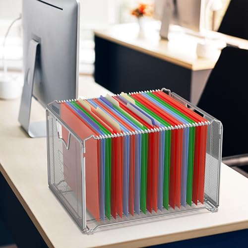 Simple Houseware Mesh Hanging File Folder Organizer, Silver | Fits Letter Size Files, 15.25" x 12.75" - color: Silver, size: 1 Pack