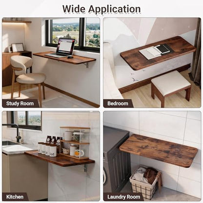 Neoaider Wall Mounted Folding Desk 35.4” x 15.7”, Brown - color: Brown, size: 35.4" x 15.7"