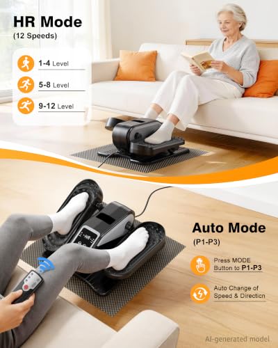 Under Desk Elliptical Mini Electric Leg Exerciser While Sitting for Seniors - color: Black