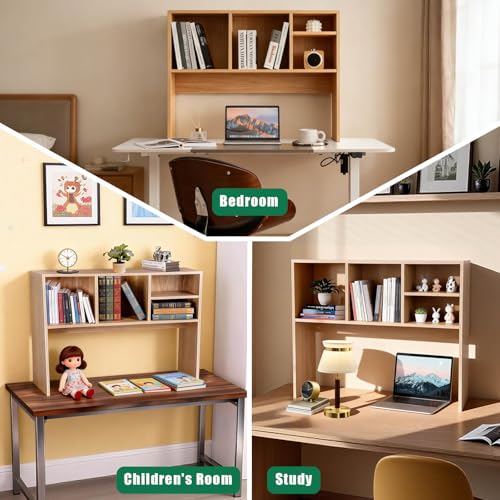 Dollate 2-Tier Bookshelf for Desk，Wood Desktop Bookshelf Organizer，Multifunctional Desktop Bookcase with 4 Shelves，Perfect for Organizing Books, Magazines, Office Supplies