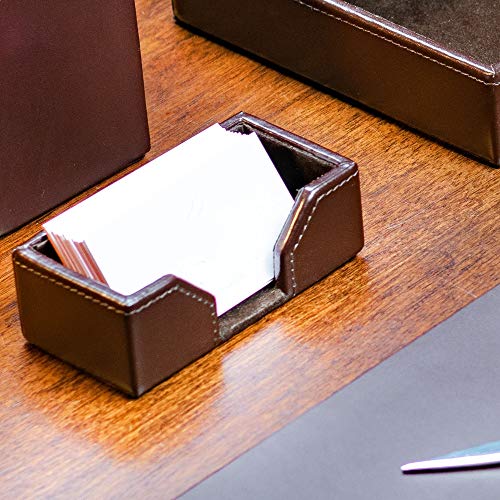 Dark Brown Bonded Leather 9-Piece Desk Set - color: Dark Brown, style: 3 Piece