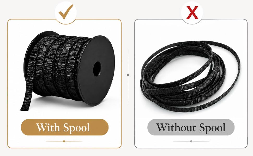 300 Feet - 1/4,1/2,3/8 Inch Braided Wire Loom PET Cable Loom Expandable Braided Sleeving Wire Sleeve for Automotive，TV, Computer, Home Theater, Black - size: 1/4,1/2,3/8'' - 300ft