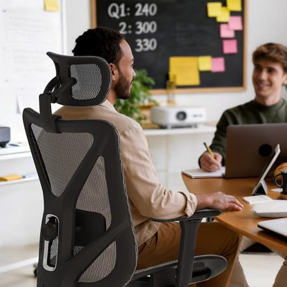 ELABEST T23 Ergonomic Mesh Office Chair, High Back Computer Desk Chair, Breathable AirMesh with Dual-Move Lumbar Support, 3D Armrests & Headrest, Tilt Lock,Big and Tall for Home Office(Graphite) - color: Graphite