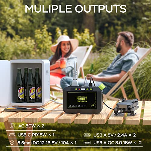 MARBERO Portable Power Station 88Wh, 120W Surge, Solar Generator 24,000mAh | Power Bank with AC Outlet 110V Portable Generator, 8 Output Ports for Camping Home Backup Outdoor Emergency Hunting Fishing - color: Green