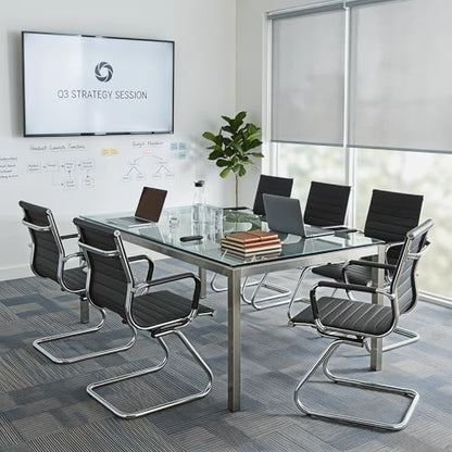 HNY 4-Pack PU Leather Office Guest Chairs - color: Black, size: 4 PCS