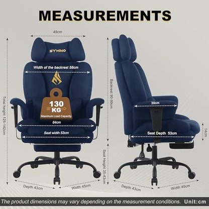 Symino Ergonomic Gaming Chair with Footrest & 155° Recline - color: Darkblue-horn