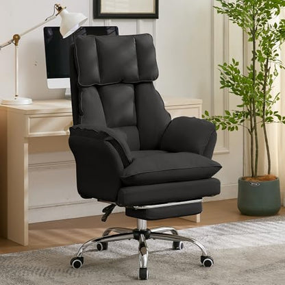 JOMEED Cloud Cross Legged Office Chair with Footrest and Flip Armrest,Black - color: Luxurious Black