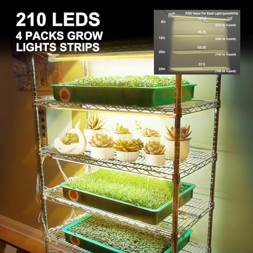 Mosthink Plant Grow Light Strips Full Spectrum 12 Inches and 4 Packs Grow Light Strips Full Spectrum