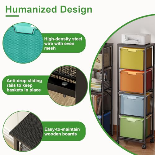 Sbanmao 4 Drawer Rolling File Cabinet, Mobile Filing Cart with Wheels Black - size: 4 Drawers| Vertical