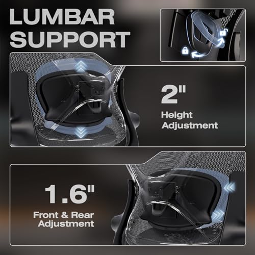 ELABEST X100 Ergonomic Mesh Office Chair with Footrest, Big and Tall Home Desk Chair with 5D Flip-Up Arms, Adjustable 3D Lumbar Support, Gaming & Executive Computer Chair (Night Reaper) - color: Night Reaper