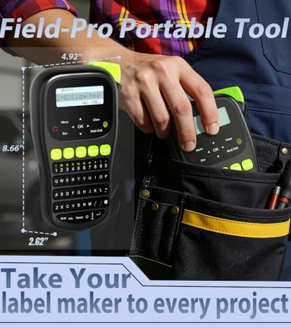 Label Maker Machine with 6 Tapes, Wire Label Maker Waterproof-Labels, Laminated Handheld Label Printer, Backlit & Portable & 3 Cable Modes, H1100 Labeler for Industrial Office Organization