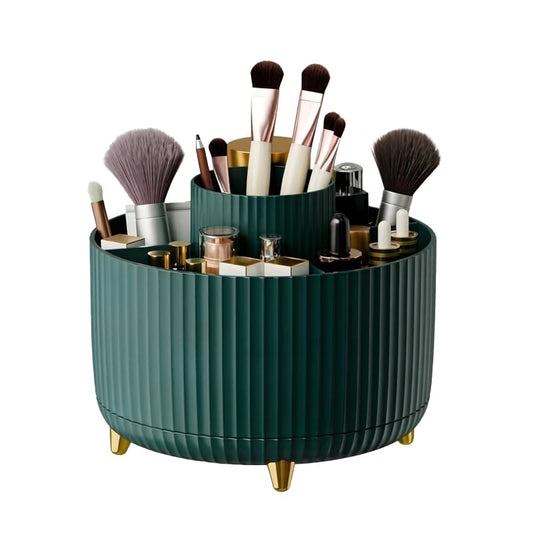 Makeup Brush Holder,360° Rotating Makeup Brush Organizer,5 Slot Make up Brushes Cup for Cosmetics,Large Capacity,For Nail Polish, Art Supply, Bathroom Vanity,Cosmetics Organizer,Green - color: Green