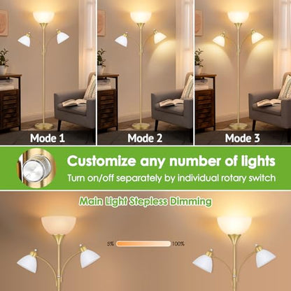Coucrek Torchiere Floor Lamps for Living Room, 72" Dimmable Reading Lamp - color: Gold