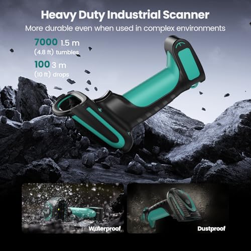 Bluetooth Barcode Scanner: Industrial 2D 1D with Stand USB Wired | 2.4G Wireless, 2500mAh Battery, IP65 Protection, Screen Scanning, Automatic scanning, Warehouse Library Supermarkets