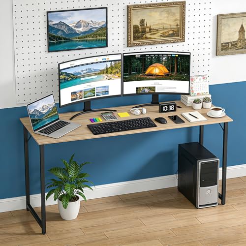 BestOffice Computer Desk,Home Office Desk, Modern Simple Style for Home Office Study Writing (Nature, 63 Inch) - color: Nature, size: 63 Inch