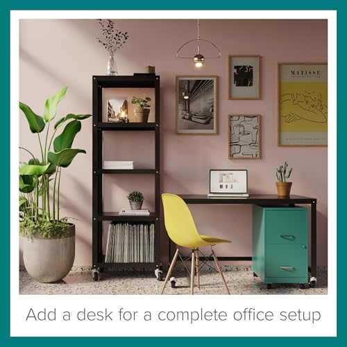Hirsh Industries Space Solutions 2 Drawer Metal Mobile File Cabinet with Lock, Letter Size, Teal, Fully Assembled