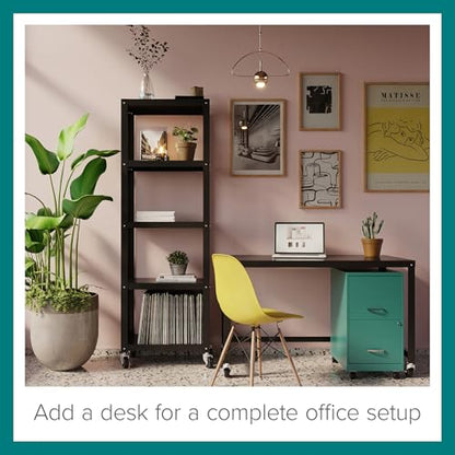 Hirsh Industries Space Solutions 2 Drawer Metal Mobile File Cabinet with Lock, Letter Size, Teal, Fully Assembled