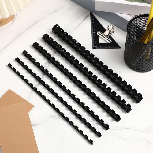 Yunsailing 150 Pack Plastic Binding Combs Plastic Binder Comb Ring 19 Ring Binding Spines Letter Size Spiral coils for Notebook Calendar(1/4 5/16 3/8 1/2 5/8 3/4 in,Black) - color: Black, size: 1/4 5/16 3/8 1/2 5/8 3/4 In