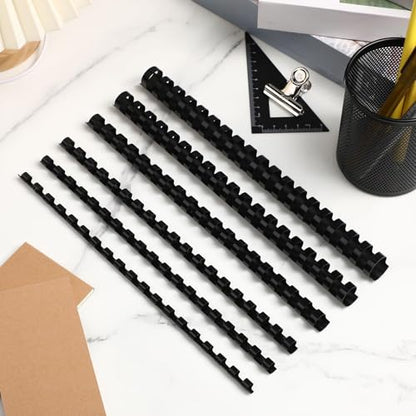 Yunsailing 150 Pack Plastic Binding Combs Plastic Binder Comb Ring 19 Ring Binding Spines Letter Size Spiral coils for Notebook Calendar(1/4 5/16 3/8 1/2 5/8 3/4 in,Black) - color: Black, size: 1/4 5/16 3/8 1/2 5/8 3/4 In