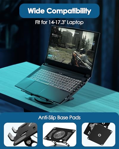SHUWEI Gaming Laptop Cooling Pad with 360° Rotating, Fits 17.3'' Notebook - color: Silver, size: For 17" Laptop & 360°Rotation
