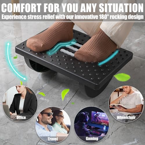 CasaZenith Foot Rest Under Desk at Work, Foot Stools for Under Office Desk - color: Black