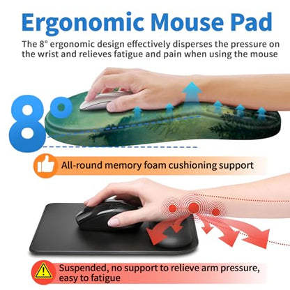 YIWEI Ergonomic Mouse Pad with Wrist Rest for Carpal Tunnel Pain Relief - color: Forest