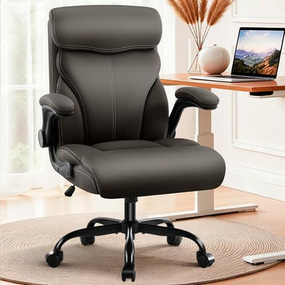 AreShark Leather Office Chair - Executive High Back Ergonomic Desk Chairs | Breathable Computer Chair with Lumbar Support & Rock Function, Rolling Swivel Seat for Working, Studying, Gaming & Relaxing - color: Dark Brown