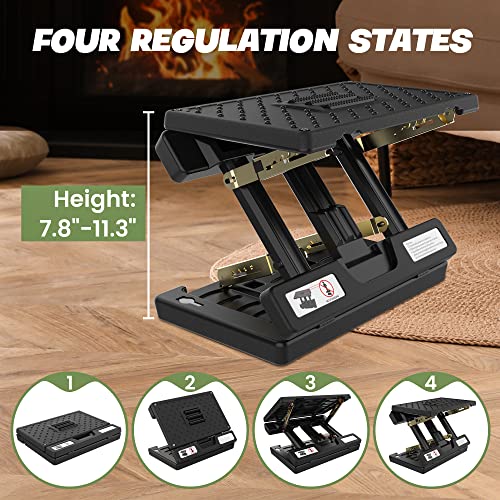 Foot Rest for Under Desk at Work, 4-Adjustable, Detachable Pad, Ergonomic | Car foot rest, Foldable, Metal Frame, for Multi-scene, All-Season Use(black) - color: Hard Padded- Black