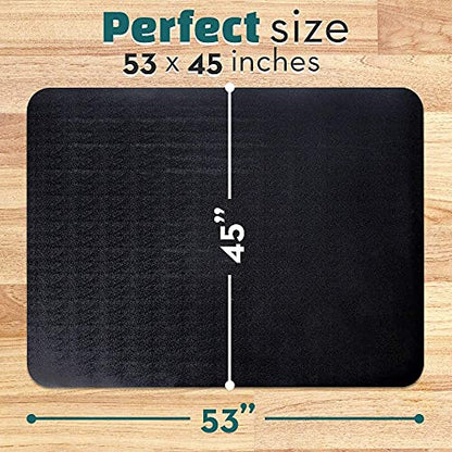 Office Chair Mat for Hardwood Floor: 53"x45" Large Black Rolling Chair Mat for Hard Wood and Tile Floor, Anti-Slip Heavy Duty Floor Protector Mat Under Computer Desk, Easy Glide Chair Mats for Home | Anti-Slip Rolling Chair Mat for Hard Wood and Tiles, Fl