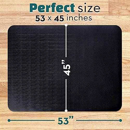 Office Chair Mat for Hardwood Floor: 53"x45" Large Black Rolling Chair Mat for Hard Wood and Tile Floor, Anti-Slip Heavy Duty Floor Protector Mat Under Computer Desk, Easy Glide Chair Mats for Home | Anti-Slip Rolling Chair Mat for Hard Wood and Tiles, Fl