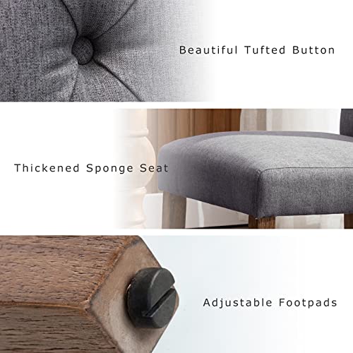 COLAMY Button Tufted Dining Chairs Set of 2, Parsons Upholstered Fabric Dining Room Chairs Kitchen Chairs with Wood Legs and Padded Seat, Dark Grey - color: Dark Grey, size: set of 2