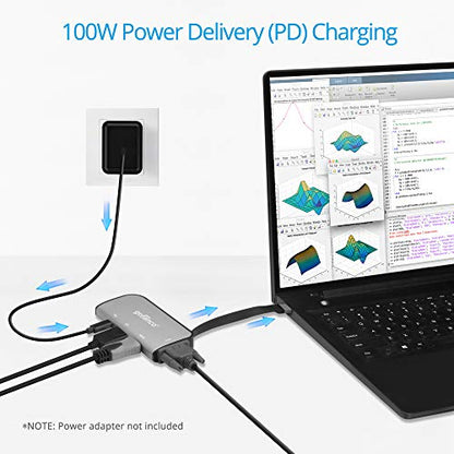gofanco 4K 60Hz USB-C MST Hub with 3 Displays (USBCMST3VID) | USB-C to Up to 3 Displays HDMI/DisplayPort/VGA, 100W PD Charging, Thunderbolt 3 & 4 Compatible, Windows Only, No macOS - style: 4K 60Hz Triple
