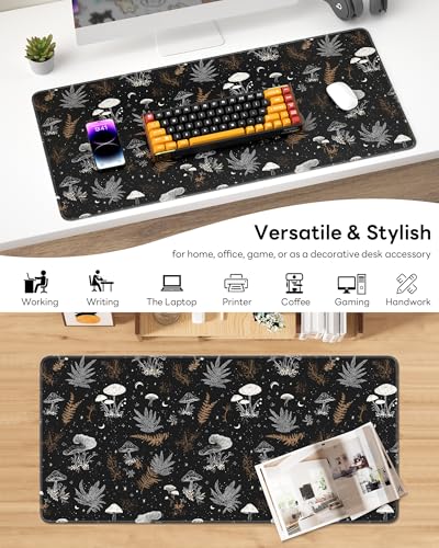 Mouse Pad 31.5x15.7in Large Desk Mat Non-Slip for Office - color: Black Art, size: 31.5" x 15.7"