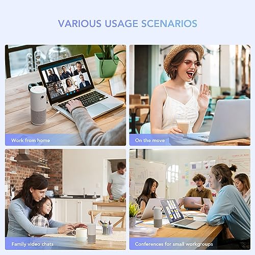 NUROUM C10 Conference Webcam with Microphone Speaker, Portable All-in-1 Design, 1080P 90° Camera for Video Conference, 10ft Voice Pickup/AI Noise Cancellation, USB Plug&Play for PC/Desktop Zoom/Teams