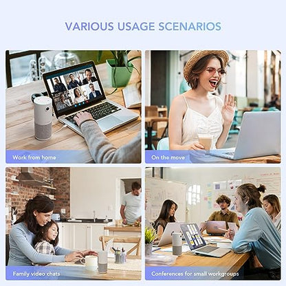 NUROUM C10 Conference Webcam with Microphone Speaker, Portable All-in-1 Design, 1080P 90° Camera for Video Conference, 10ft Voice Pickup/AI Noise Cancellation, USB Plug&Play for PC/Desktop Zoom/Teams