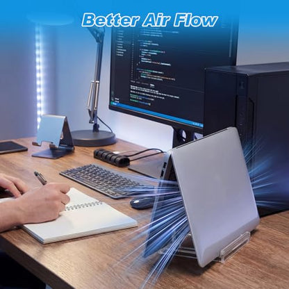 Chunful Vertical Laptop Stand Holder Organizer Plastic Adjustable Desktop Notebook Dock Space, Saving 4 in 1 for Notebook Computer, All Gaming Laptops up to 17'' - color: Clear, style: 4 in 1