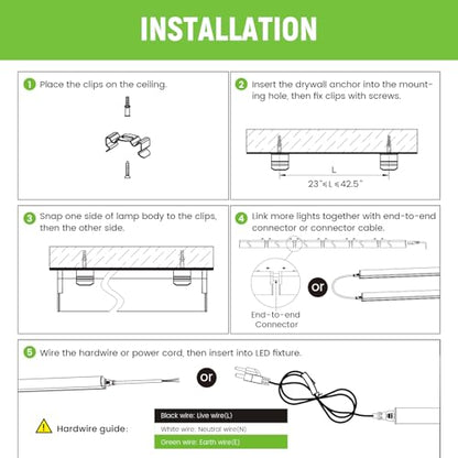 Pak 4FT LED Shop Lights, 2300LM 6500K Cool White, 20W Energy-Saving Super Bright Linkable T5 Ceiling and Under Cabinet Lighting Fixture for Garage, Workshop, Basement, Warehouse, FCC Certified, 6 Pack - size: 4FT 6500K-6 Pack