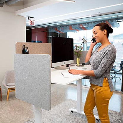 Stand Up Desk Store ReFocus Clamp-on Acoustic Desk Divider Privacy Panel that Reduces Noise and Visual Distractions (Cool Gray, 23.6" x 23.6") - color: Cool Gray, size: 24" X 24"