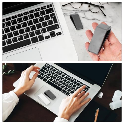 4pcs Adjustable Laptop Stand Riser Ventilated Notebook Holder with Cooling Base for Desk Use, Universal Computer Keyboard Support, Gray and White